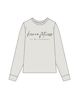 The Womens Heavyweight Long Sleeve - Washed Bone - Karve - Center Chest Stacked - Printed - Black