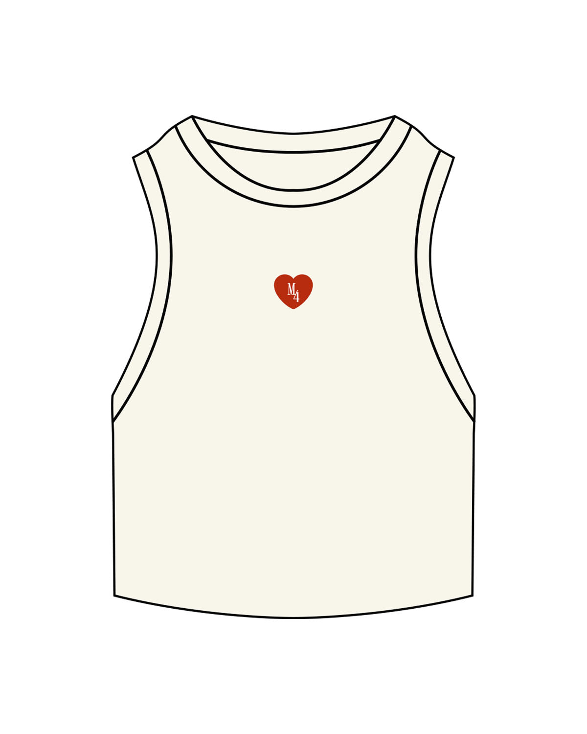 The Ribbed Crop Tank - Off White - M4Lagree - Center Chest Logo - Embroidered - Full Color