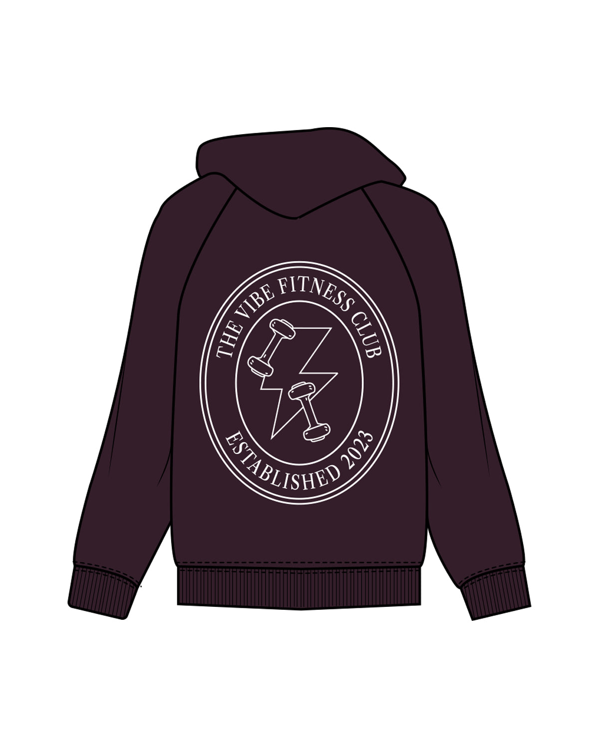 The Womens Heavy Hoodie - Plum - The Vibe - Left Chest & Back Center - White