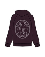 The Womens Heavy Hoodie - Plum - The Vibe - Left Chest & Back Center - White