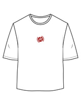 The Oversized Crop Tee - White - Lagree Red - Center Chest & Back Stacked - Printed - Red