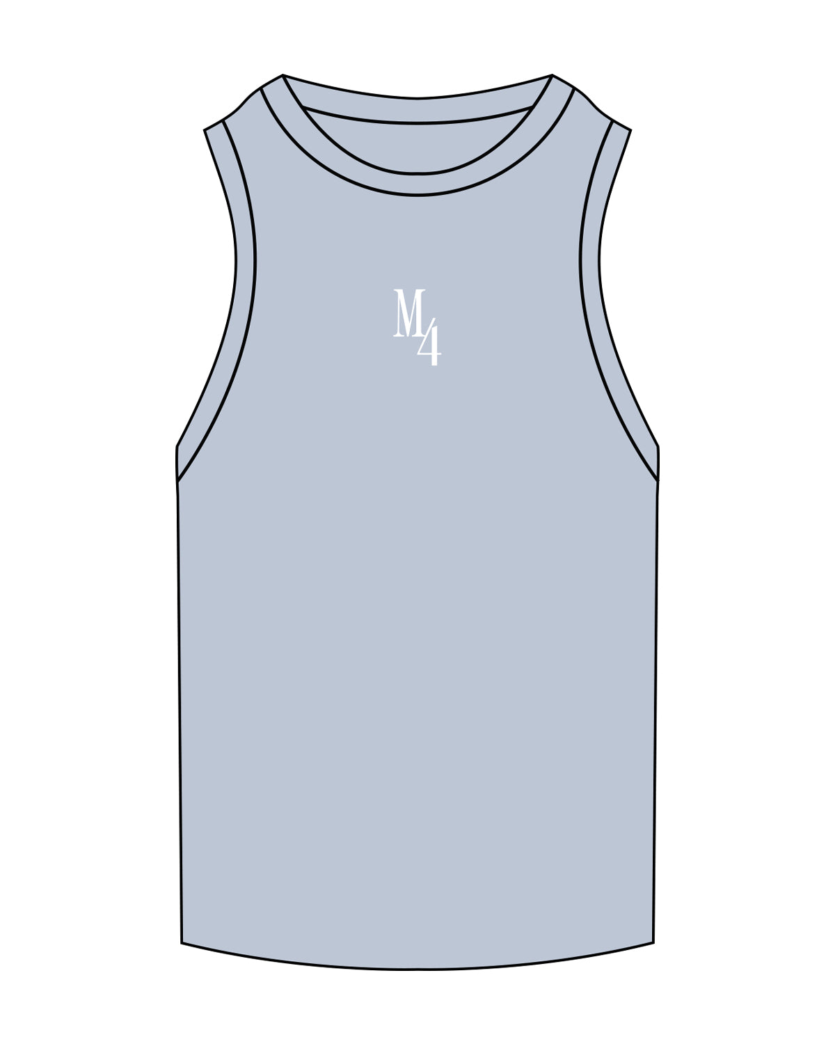 The Ribbed Full Length Tank - Powder - M4Lagree - Center Chest - Embroidered - White