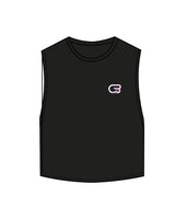 The Crop Muscle Tank - Black - Cyclebar - Left Chest & Back Stacked - Printed - Full Color