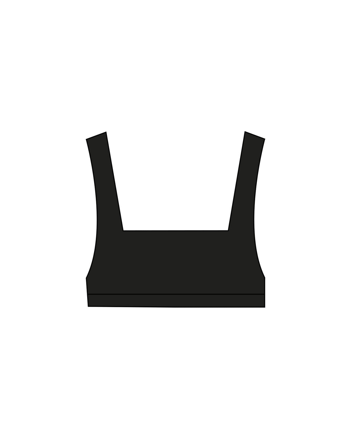 The Box Cut Bra - Black - SWEATDREAMS - Center Back "OCEANSIDE" - Printed - Full Color