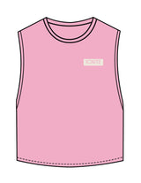 The Crop Muscle Tank - Bubblegum - Ignite Barre & Fitness - Left Chest - Printed - Off White