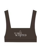 The Box Cut Bra - Cafe - Team Sculpted - Center Chest Logo - Printed - White