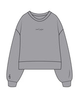 The Womens Heavyweight Crop - Heather - SOUL YOGA - Center Chest & Right Sleeve - Embroidered - Charcoal