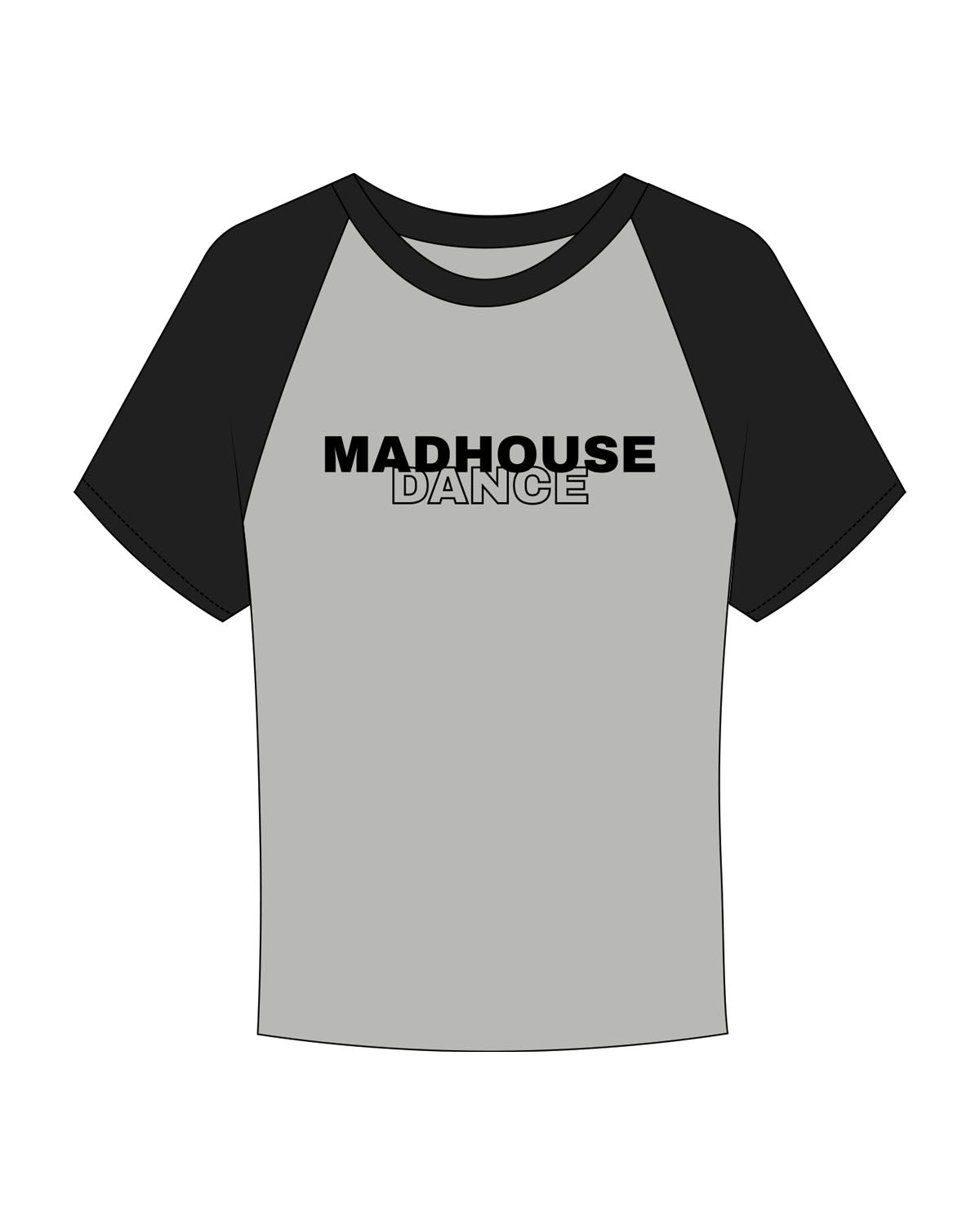 The Micro Rib Baby Tee - Heather / Black - Mad House - Center Chest Stacked - Printed - Black