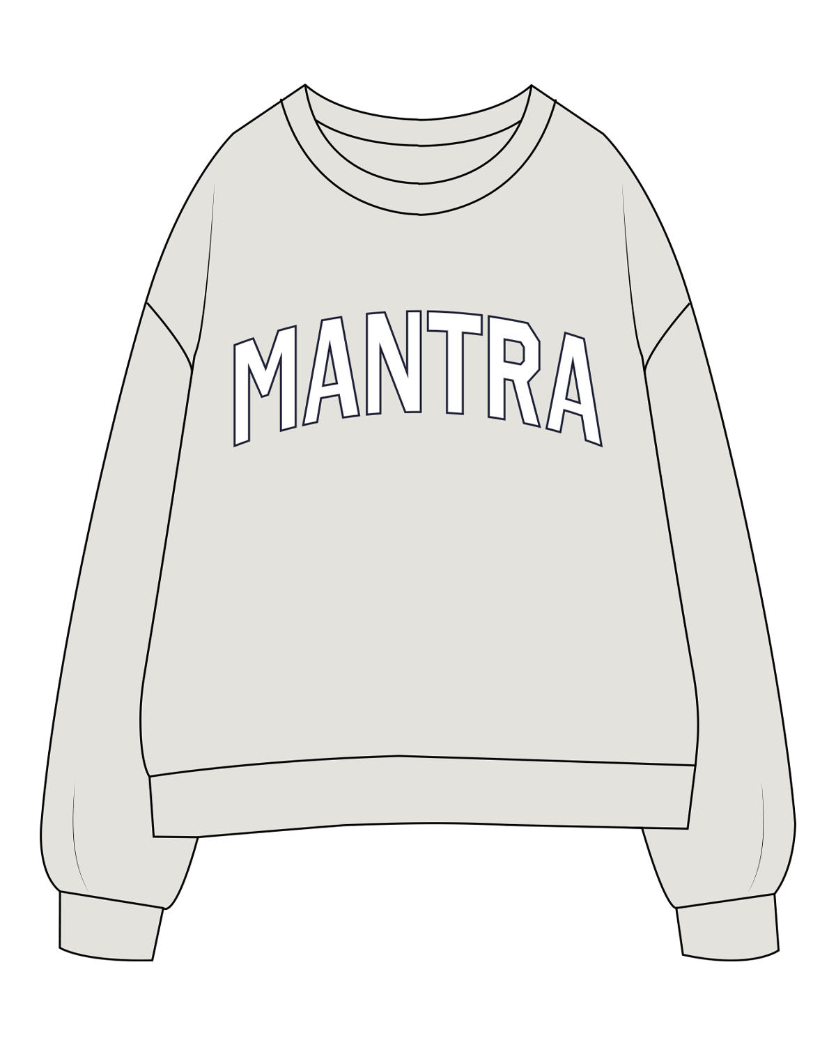 The Womens Crewneck - Washed Bone - Mantra - Center Chest - Printed - Full Color