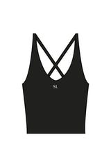 The Sporty Strappy Tank - Black - Studio Lagree - Center Chest & Center Back - Printed - White