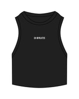 The Ribbed Crop Tank - Black - Co-Op Pilates - Center Chest - Embroidered White