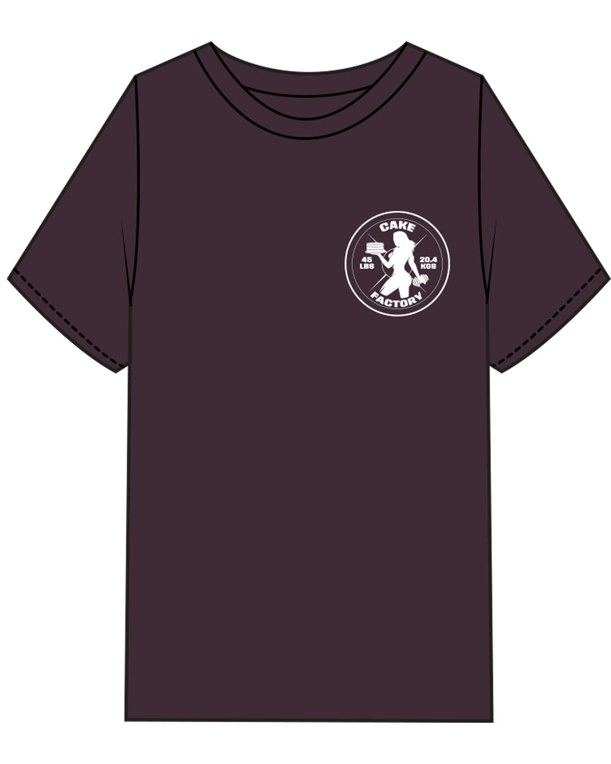 The Mens Heavyweight Tee - Plum - Cake Factory - Left Chest & Full Back - White