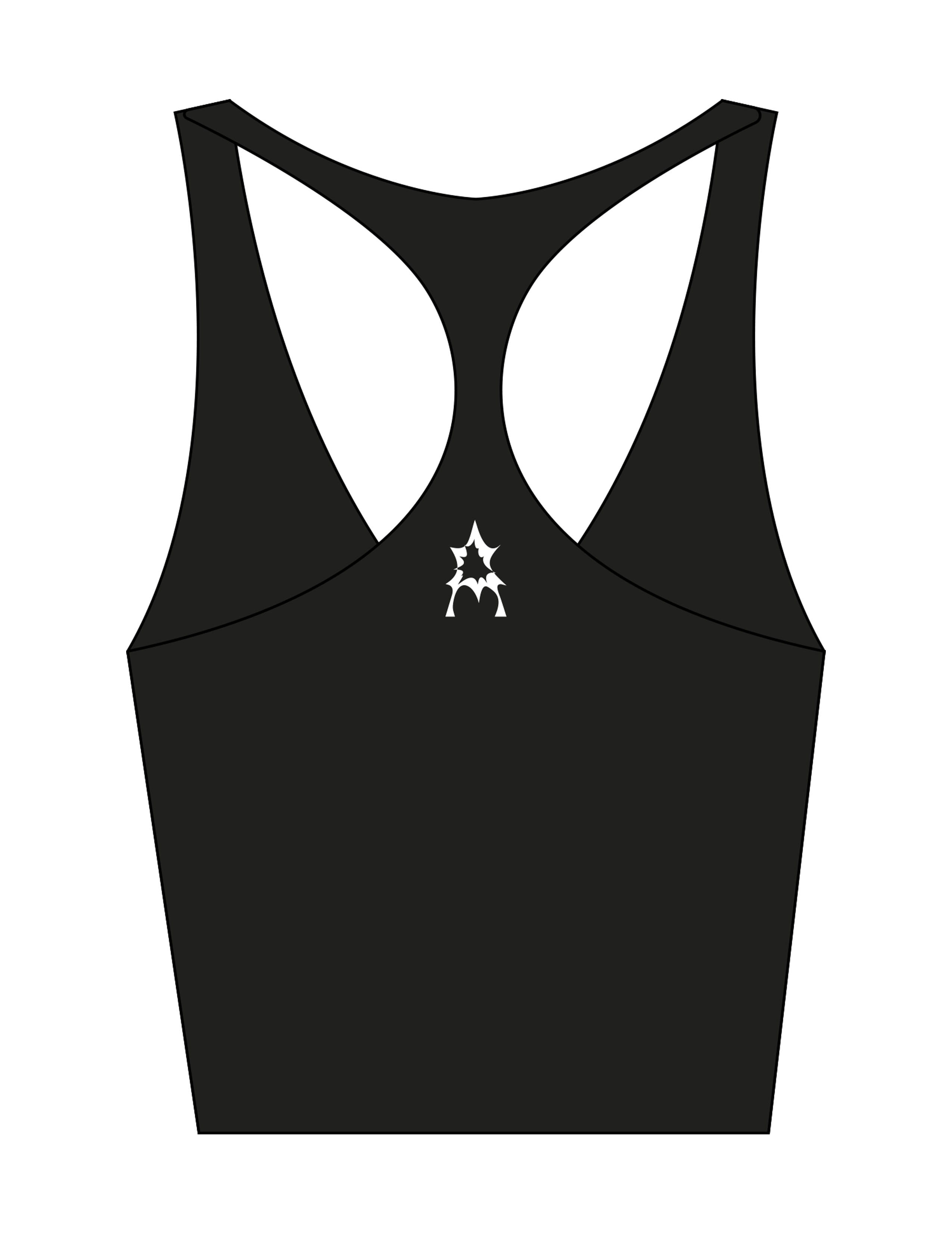 The Racer Tank - Black - Activate House - Left Chest Stacked & Center Back - Printed - White
