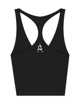 The Racer Tank - Black - Activate House - Left Chest Stacked & Center Back - Printed - White