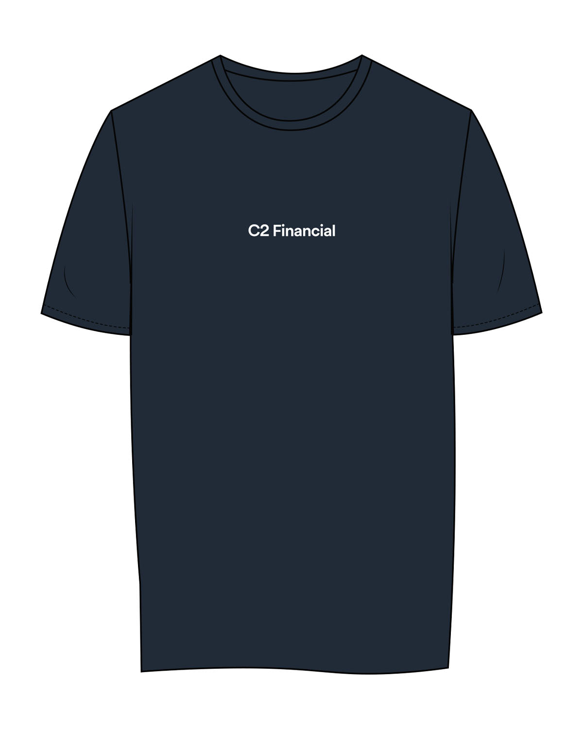 The Mens Tee - Navy - C2 Financial - Center Chest & Back Neckline - Printed - White
