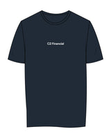 The Mens Tee - Navy - C2 Financial - Center Chest & Back Neckline - Printed - White