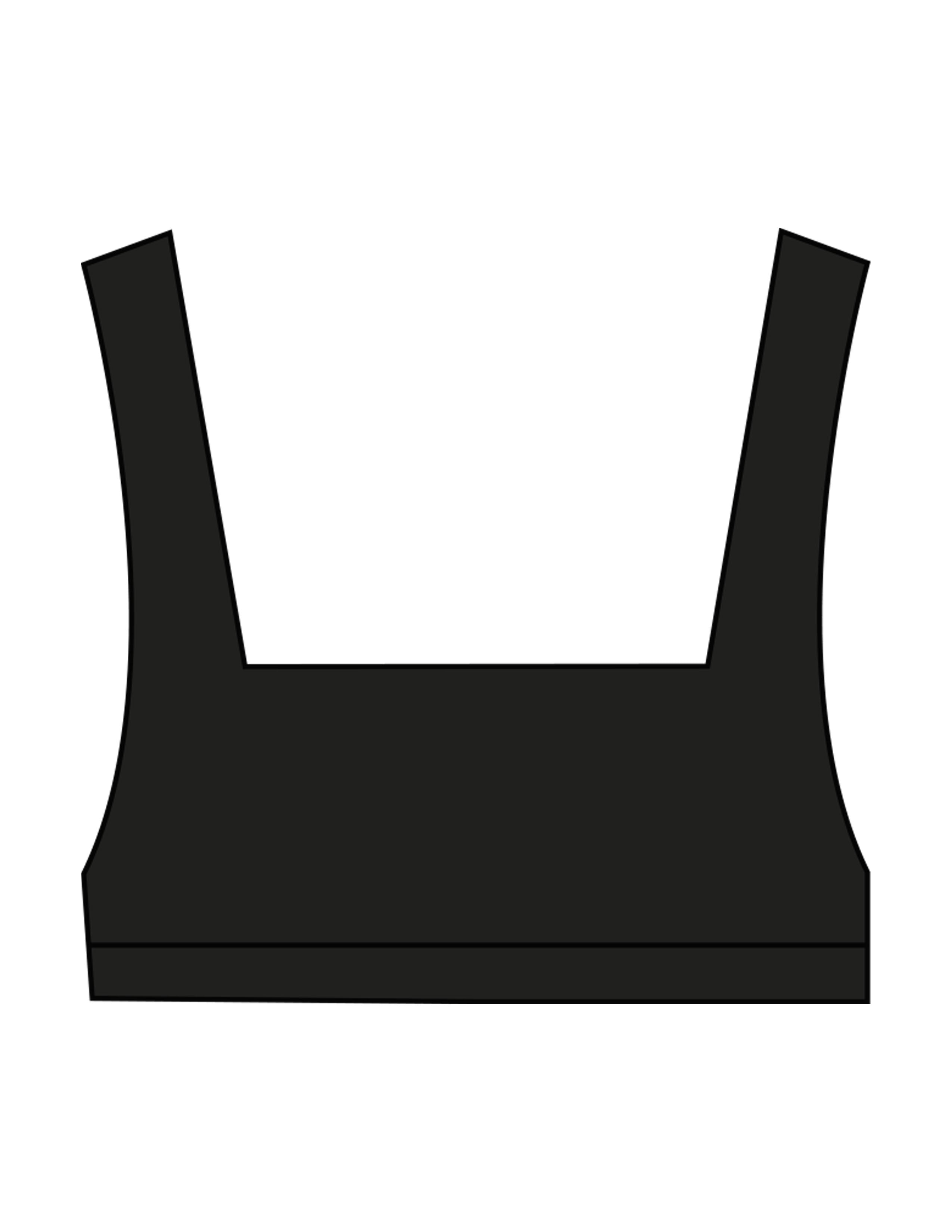 The Box Cut Bra - Black - Higher Ground - Center Back Cube Icon - Printed - White