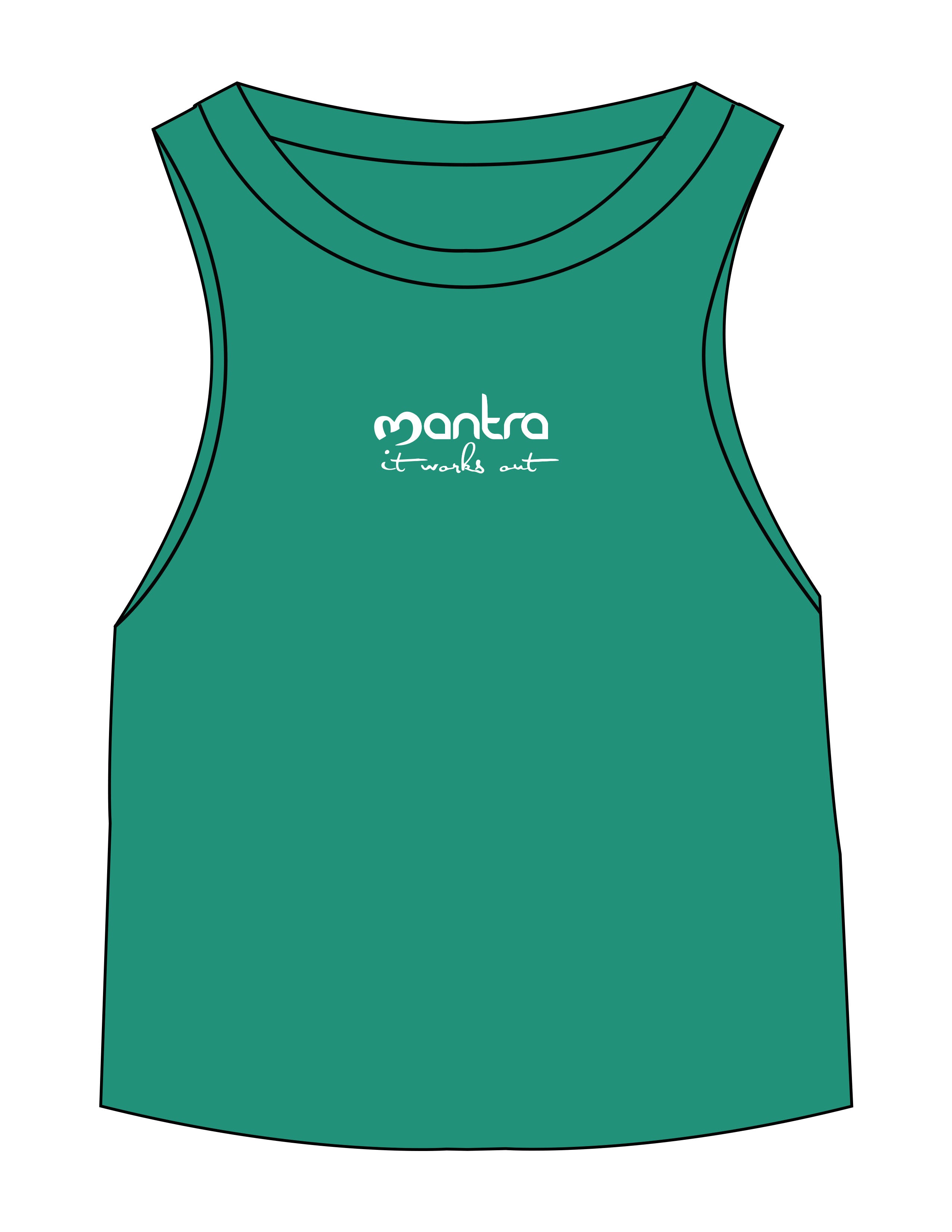 The Micro Rib Basic Crop Tank - Apple - Mantra - Center Chest Stacked - Printed - White