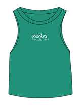 The Micro Rib Basic Crop Tank - Apple - Mantra - Center Chest Stacked - Printed - White