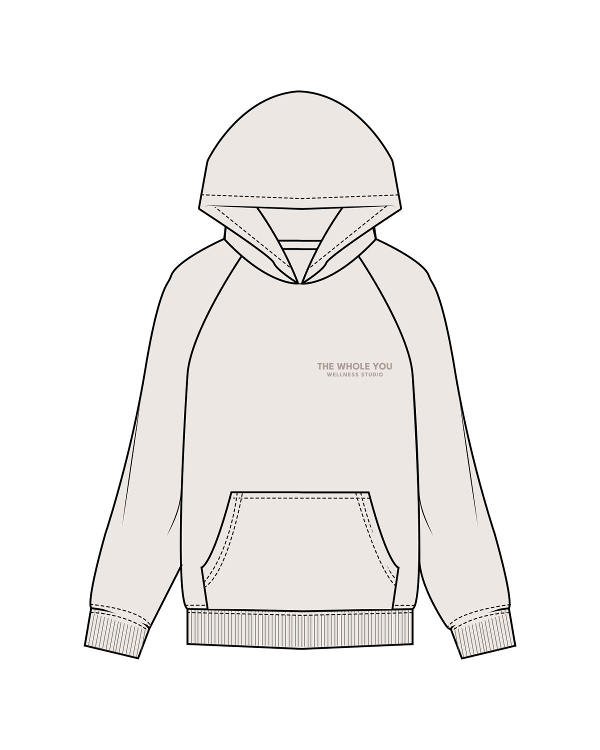 The Womens Hoodie - Bone - The Whole You Wellness - Left Chest - Embroidered - Tone on Tone