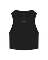 The Ribbed Crop Tank - Black - REFORM Pilates Studio - Center Chest - Embroidered - White
