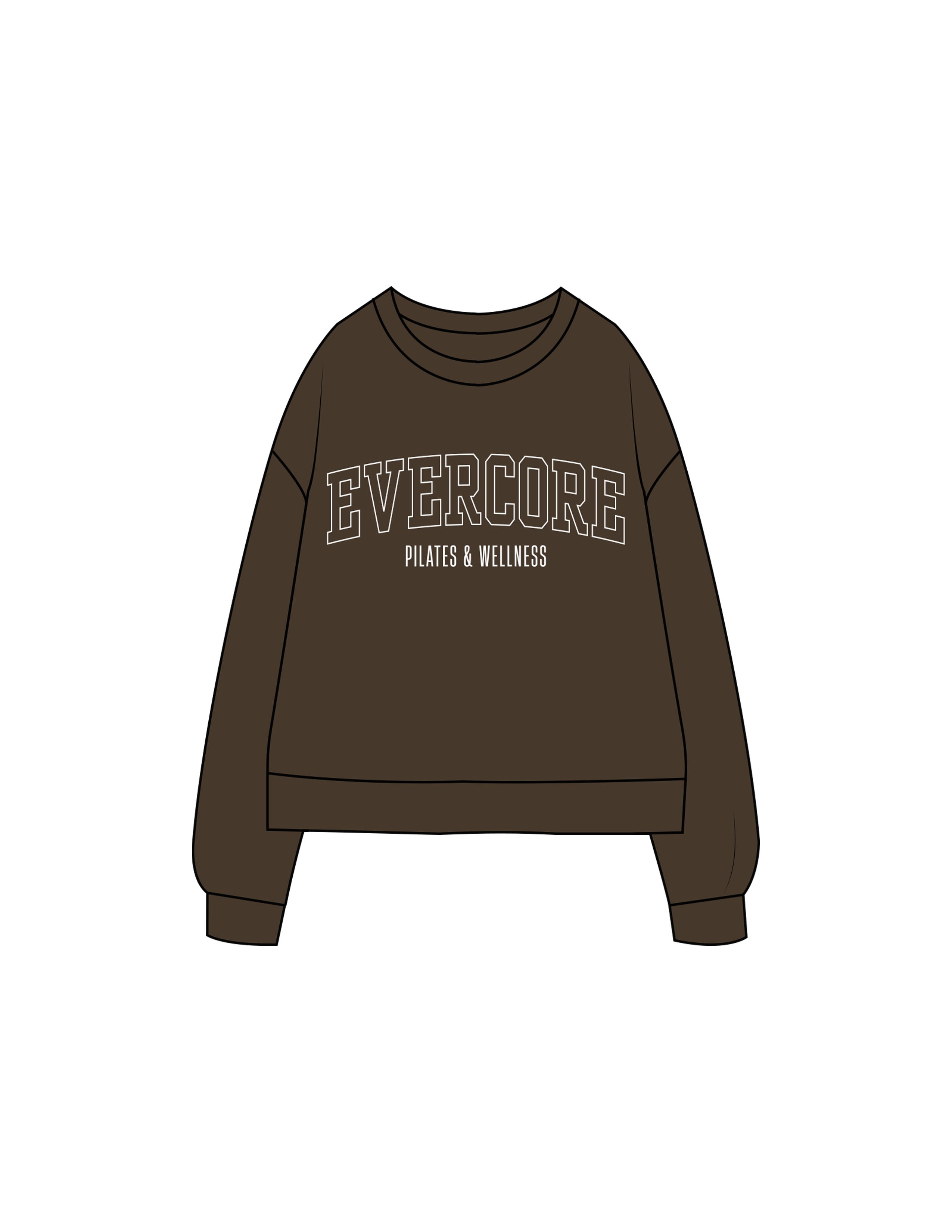 The Recycled Unisex Crewneck - Brown - EVERCORE - Center Chest Stacked - Printed - White