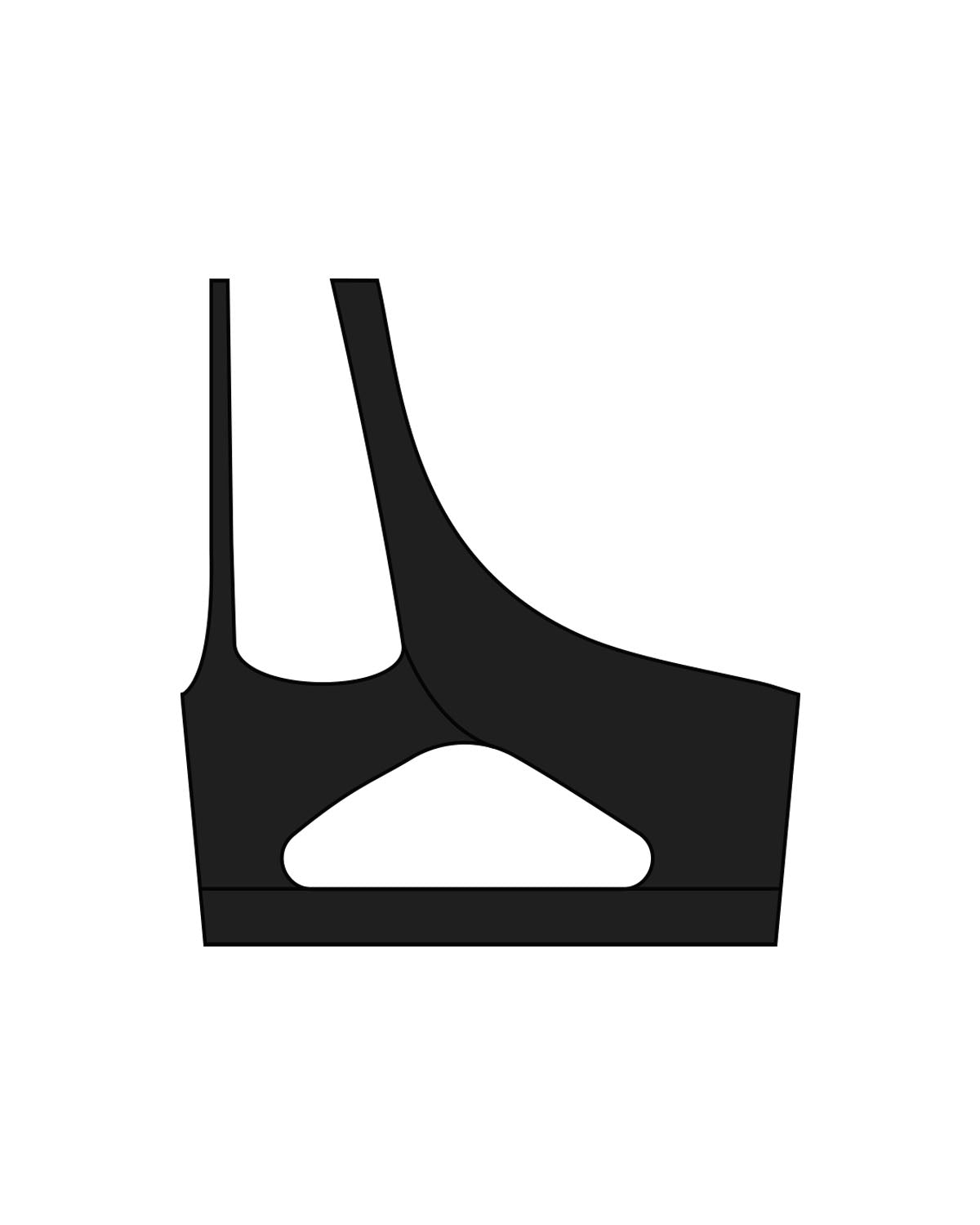 The One Shoulder Bra - Black - HiLo - Center Chest - Printed - White