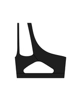 The One Shoulder Bra - Black - HiLo - Center Chest - Printed - White