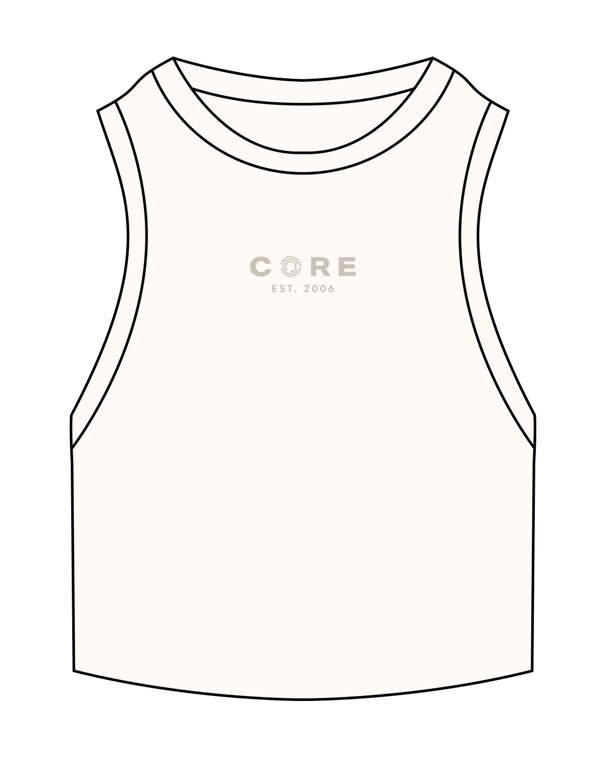 The Ribbed Crop Tank - Off White - Core Cycle - Center Chest Stacked - Embroidered - Tone on Tone