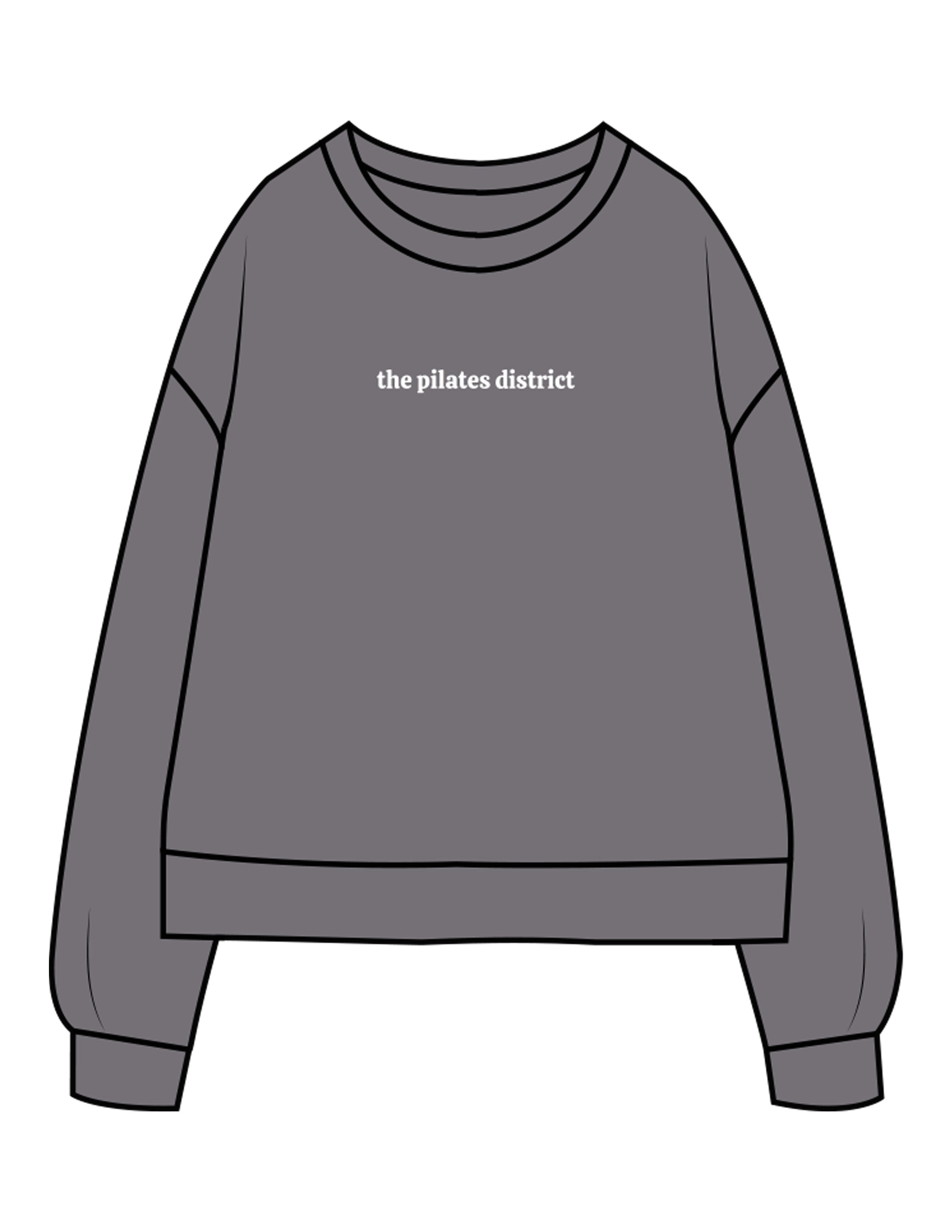 The Recycled Unisex Crewneck - Asphalt - THE PILATES DISTRICT - Center Chest - Printed - White
