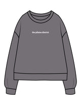 The Recycled Unisex Crewneck - Asphalt - THE PILATES DISTRICT - Center Chest - Printed - White