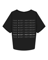 The Crop Tee - Black - The Body Refinery - Center Chest & Center Back Stacked - White
