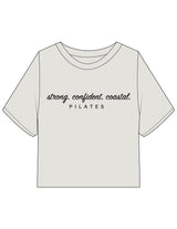 The Heavyweight Crop Tee - Washed Bone - Coastal Movement - Center Chest Stacked - Printed - Black