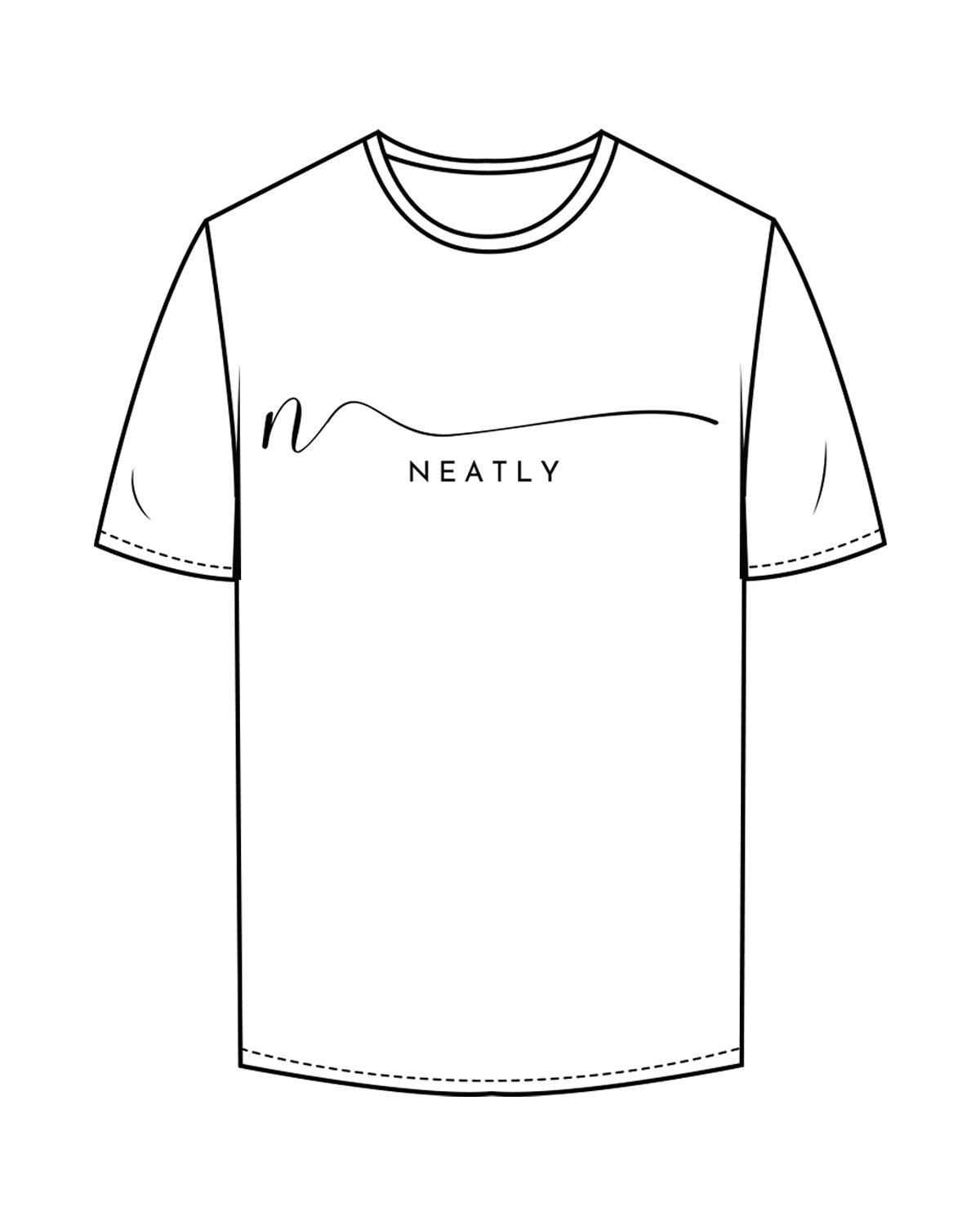 The Mens Tee - White - Neatly - Front & Back Chest Center- Black