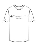 The Mens Tee - White - Neatly - Front & Back Chest Center- Black