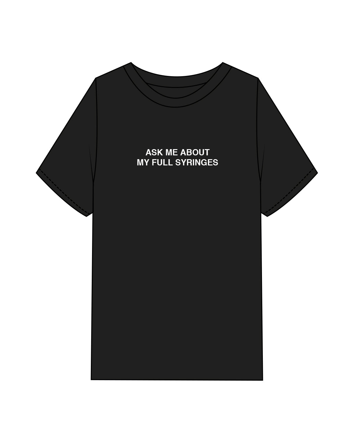 The Womens Heavyweight Tee - Black - Aesthetics Injector - Center Chest " ASK ME " - White