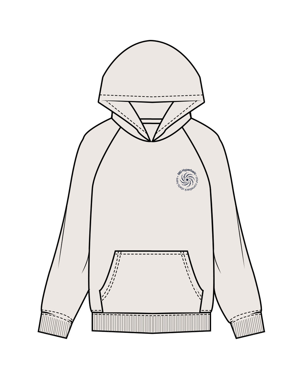 The Womens Hoodie - Bone - MD Hyperbaric - Left Chest Round & Back Illustration - Printed - Navy