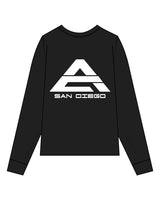 The Womens Long Sleeve - Black - Athletic Culture - Left Chest & Back Center Stacked - White