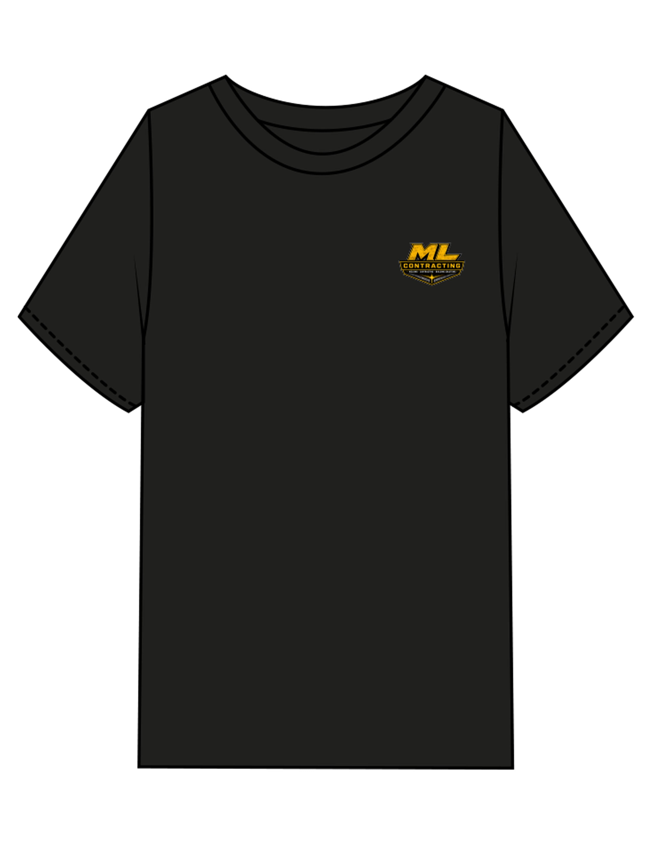 The Mens Heavyweight Tee - Black - ML Contracting LLC - Left Chest & Back Image - Printed - Full Color