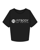 The Crop Tee - Black - Krista - Center Chest Stacked & Back Center - White