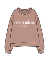 The Womens Crewneck - Clay - Revolve Pilates - Center Chest Stacked & Back Neckline - Printed - White