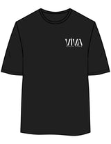 The Womens Oversized Tee - Black - Viva Pilates - Left Chest Stacked - Printed - White
