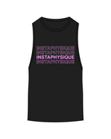 The Scoop Muscle Tank - Black - Instaphysiques - Center Chest Stacked - Pink