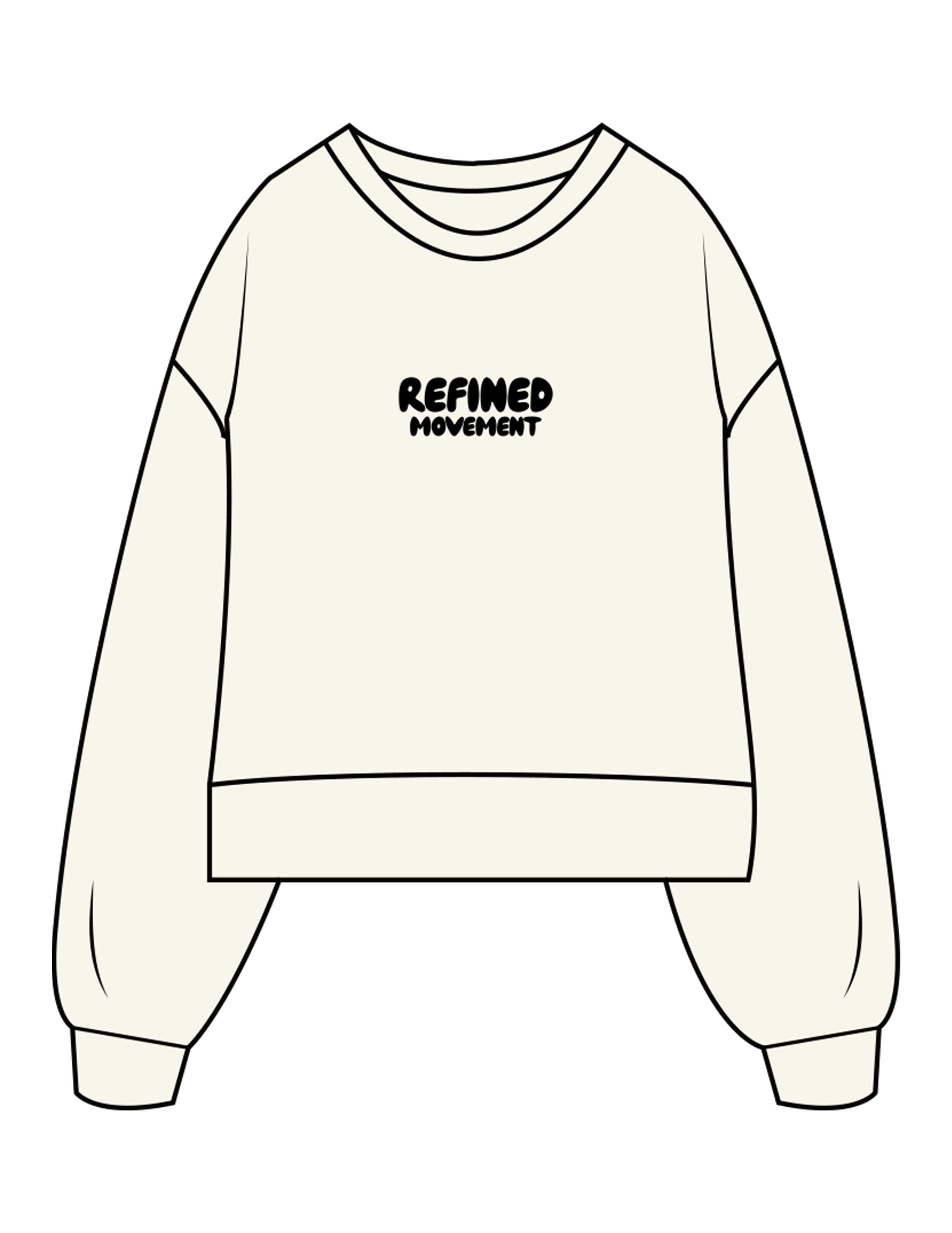 The Womens Heavyweight Crop - Off White - Refined Movement - Center Chest & Back Damage - Printed - Black