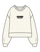 The Womens Heavyweight Crop - Off White - Refined Movement - Center Chest & Back Damage - Printed - Black