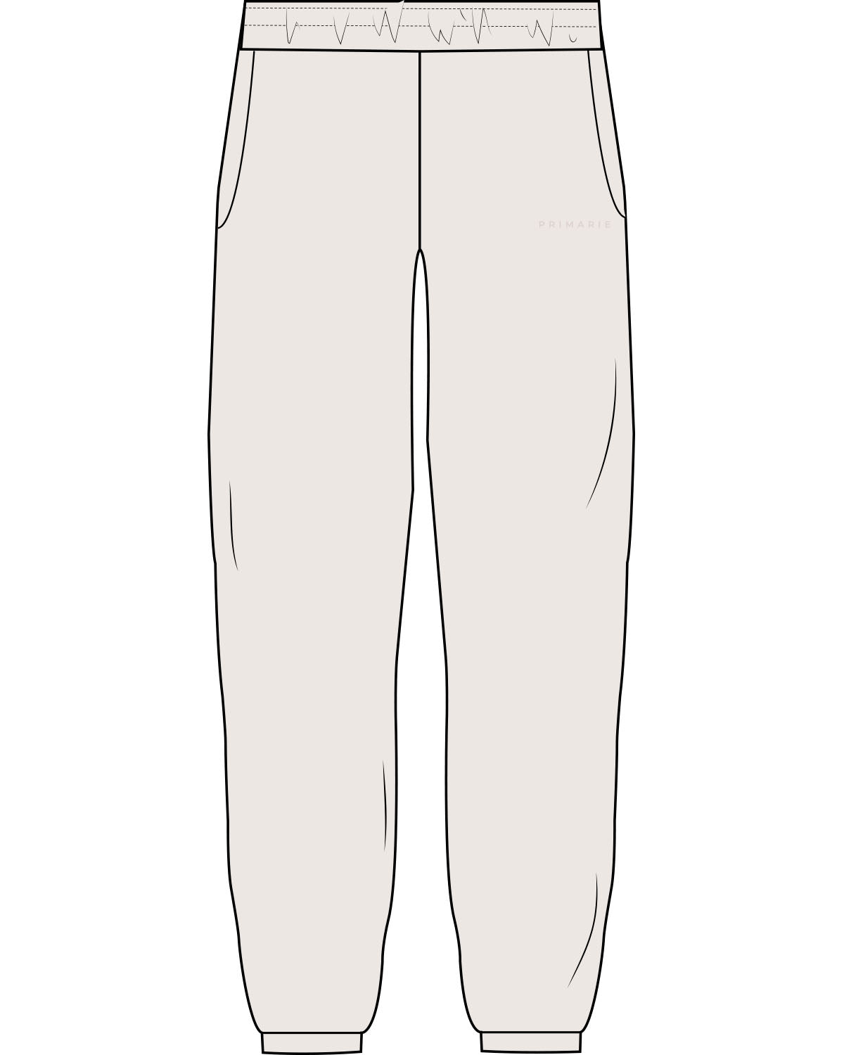 The Womens Sweatpants - Bone - Primarie Pilates - Left Leg - Embroidered - Bone