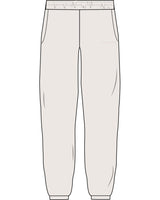 The Womens Sweatpants - Bone - Primarie Pilates - Left Leg - Embroidered - Bone