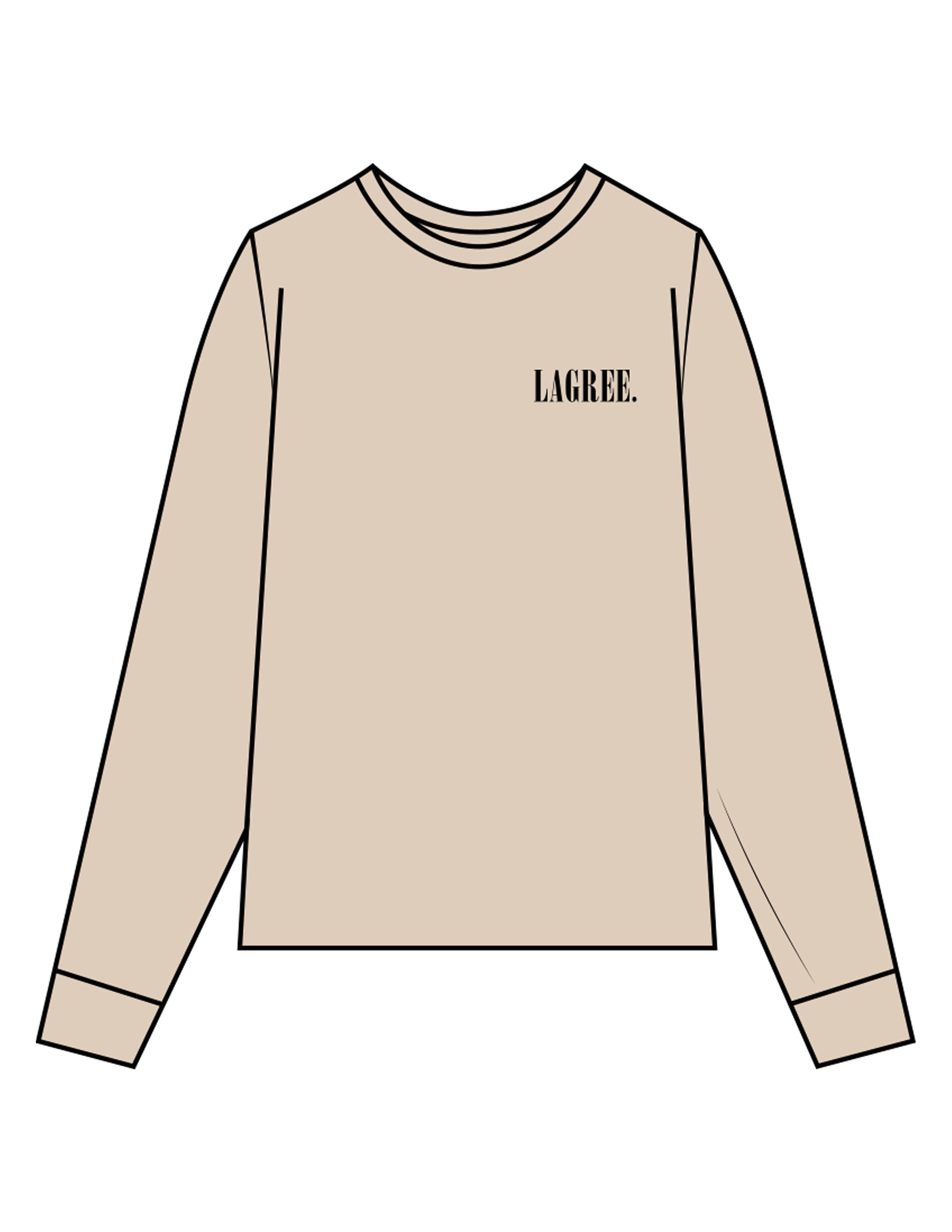 The Mens Heavyweight Long Sleeve - Washed Khaki - Studio 205 - Left Chest "LAGREE" & Back Neckline - Printed - Black
