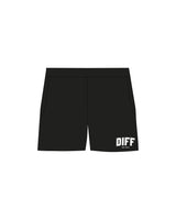 The WOMENS Sweat Shorts - Black - DiffEyewear - Left Leg - Printed - White