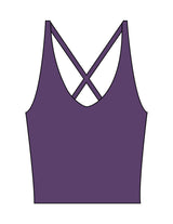 The Sporty Strappy Tank - Purple - The Refinery Fitness Studio - Center Back - Printed - White